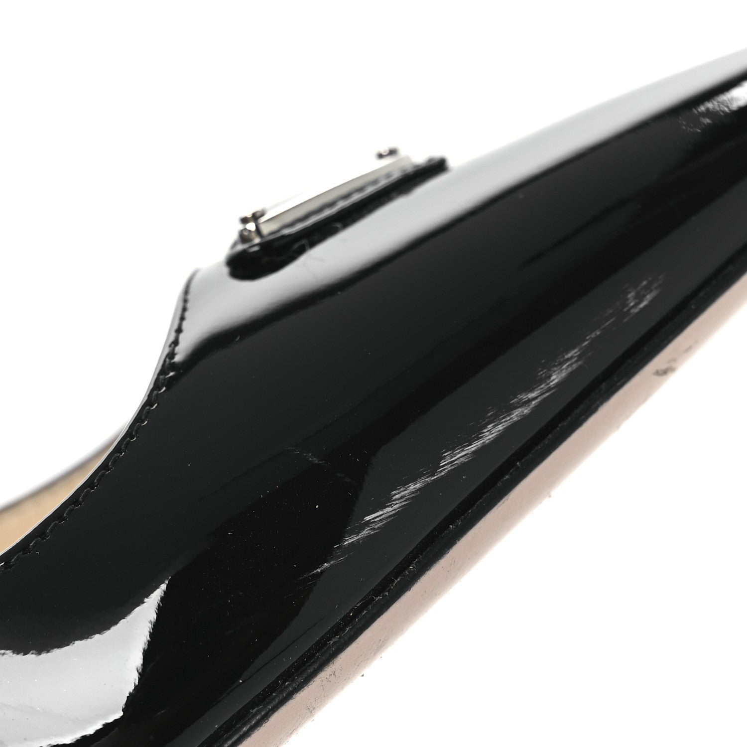 Prada Spazzolato Triangle Pointed Toe Pumps 35 Black 10 of 13