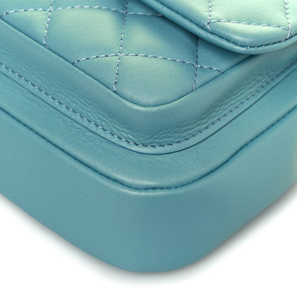 Chanel Calfskin Quilted Top Handle Flap Light Blue 9 of 12