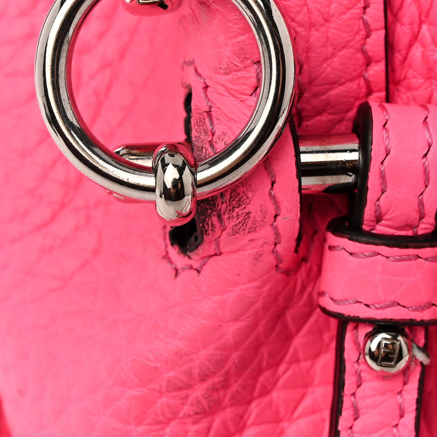 Fendi Cuoio Romano F is Fendi Mini Mon Tresor Pocket Bucket Bag Fluo Pink 11 of 13