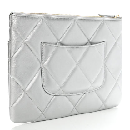 Chanel Metallic Lambskin Quilted Chanel 19 Pouch Silver 3 of 8