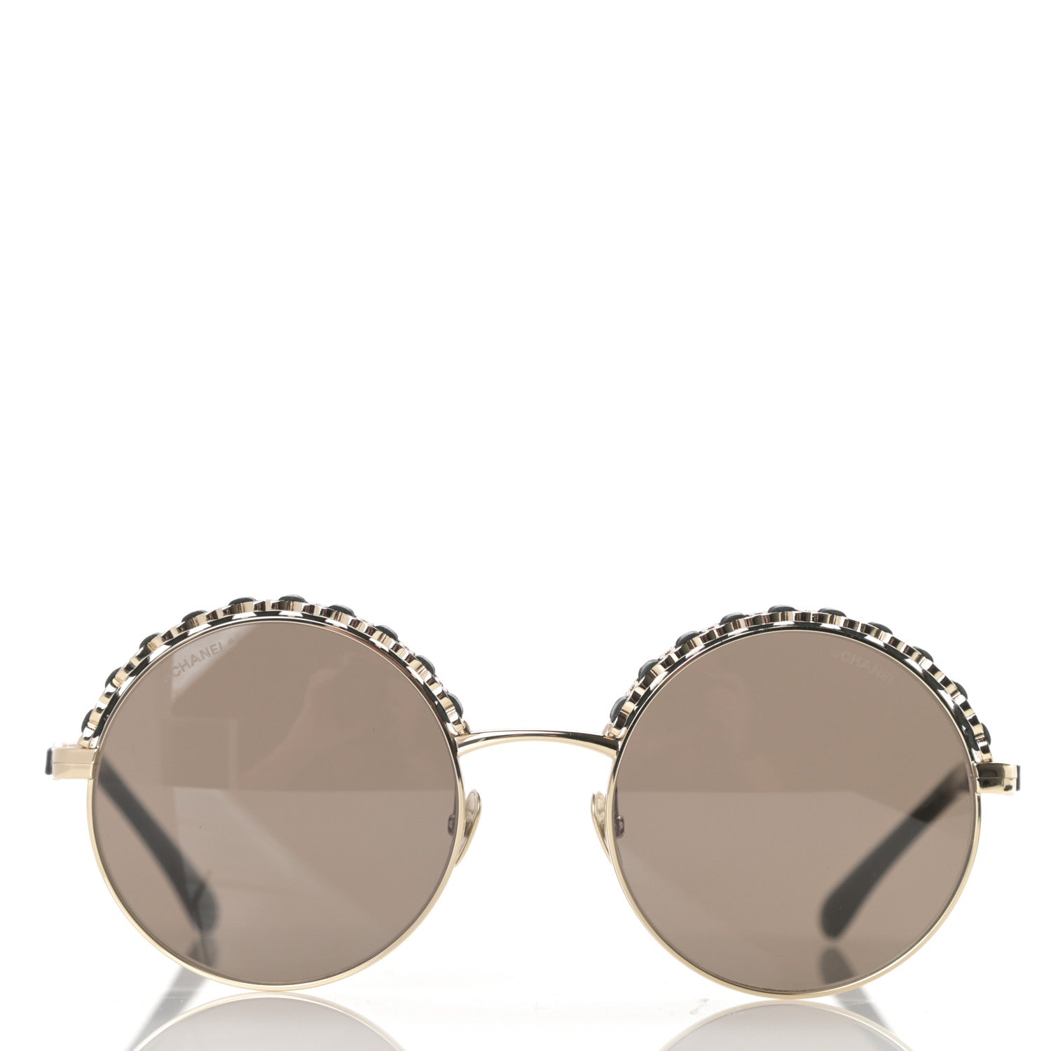 Chanel Metal Calfskin Round Chain Sunglasses 4265-Q Brown 2 of 8