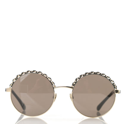 Chanel Metal Calfskin Round Chain Sunglasses 4265-Q Brown 2 of 8