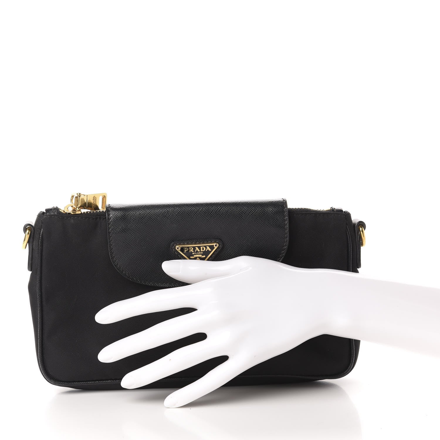 Prada Tessuto Nylon Saffiano Crossbody Bag Black 2 of 11