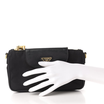 Prada Tessuto Nylon Saffiano Crossbody Bag Black 2 of 11