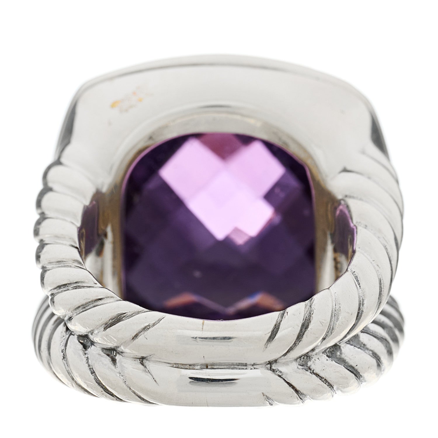 David Yurman Sterling Silver Diamond Amethyst 17mm Albion Ring 51 5.75 4 of 5