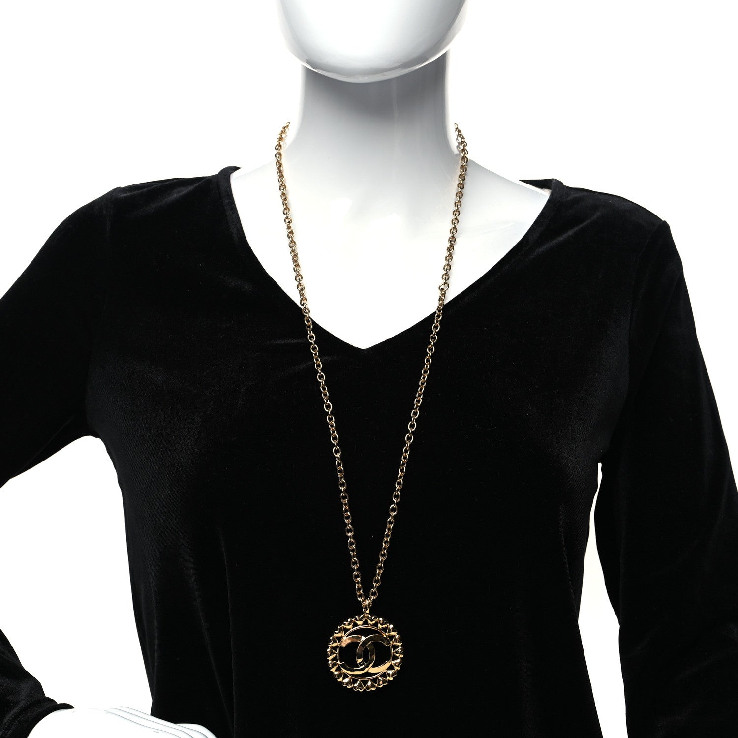 Chanel Metal CC Heart Medallion Chain Pendant Necklace Gold 2 of 5