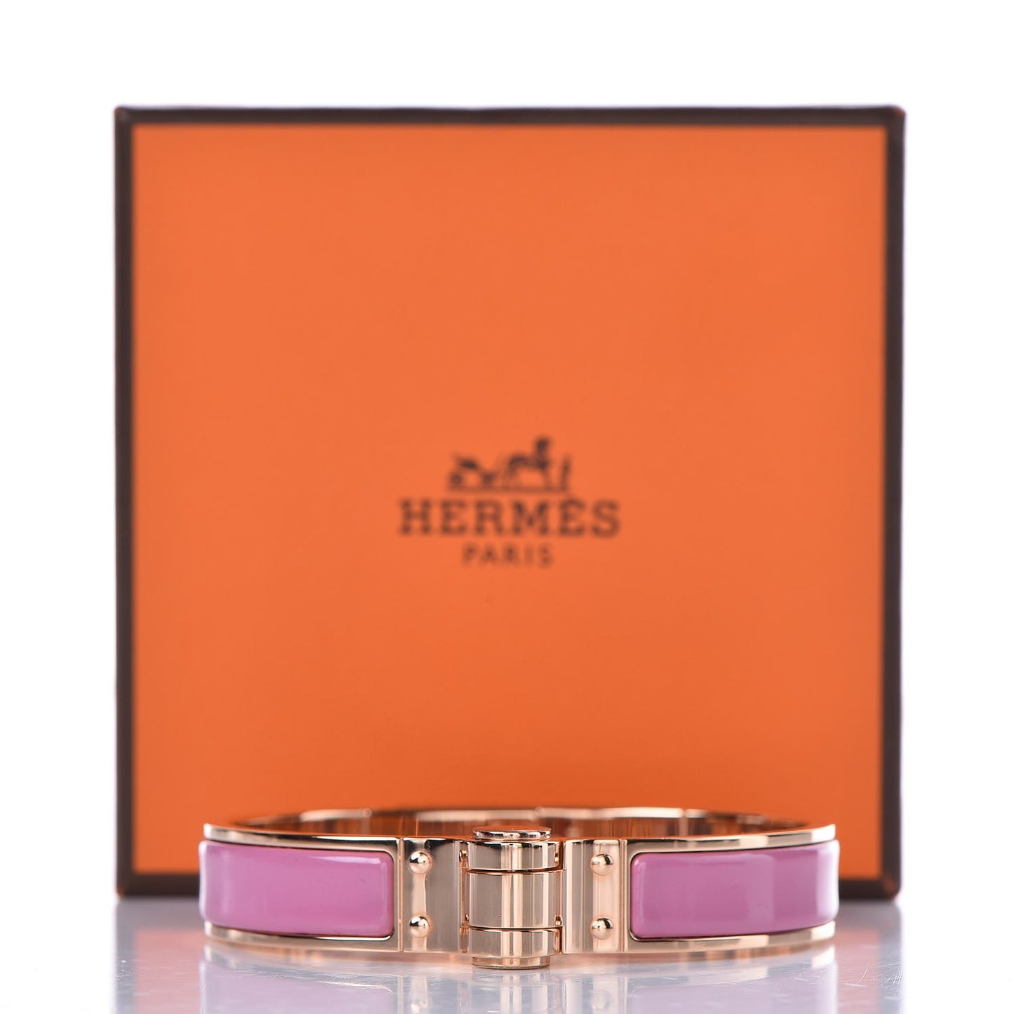 Enamel Charniere Uni Narrow Hinged Bracelet S Rose Flamingo