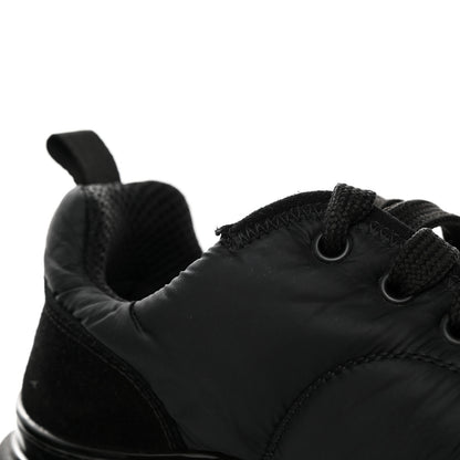 Chanel Nylon Suede Calfskin CC Sneakers 38 Black 10 of 12