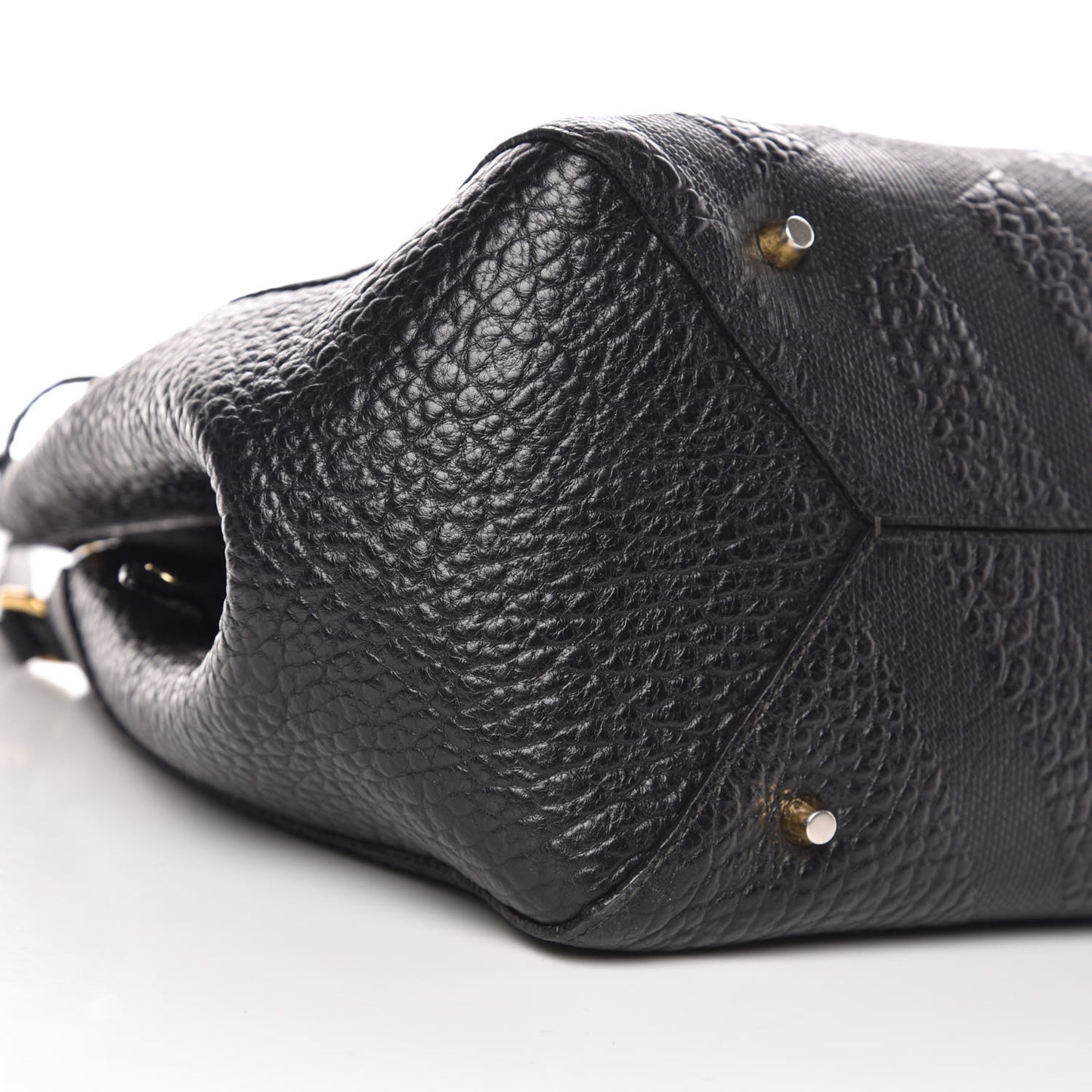 Signature Grain Calfskin Check Embossed Small Canterbury Tote Black