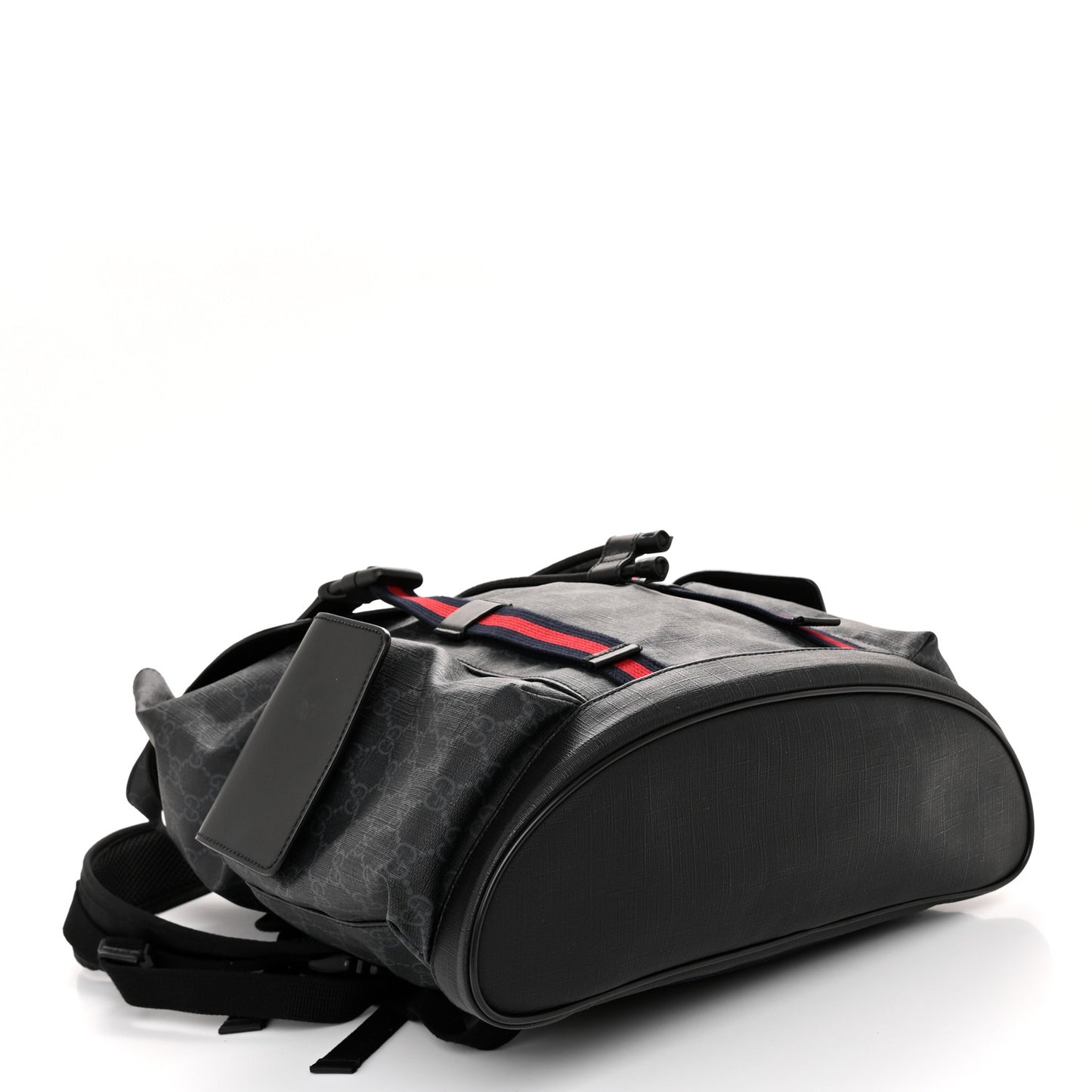 Soft GG Supreme Monogram Calfskin Web Double Buckle Backpack Black