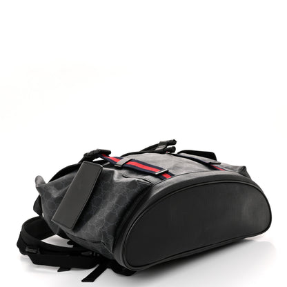 Gucci Soft GG Supreme Monogram Calfskin Web Double Buckle Backpack Black 4 of 11