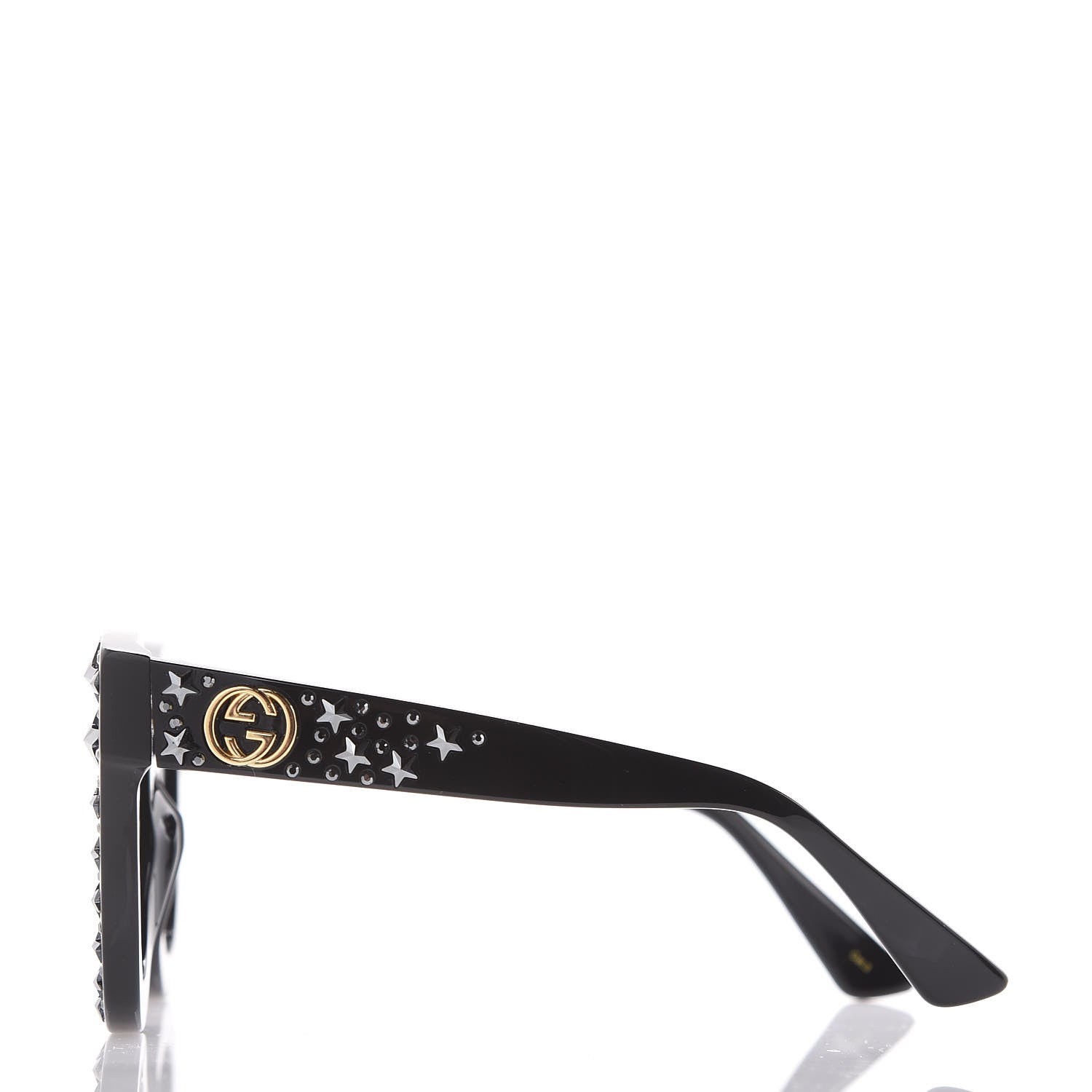 Gucci Acetate Stars Cat Eye Sunglasses GG0116S Black 2 of 7