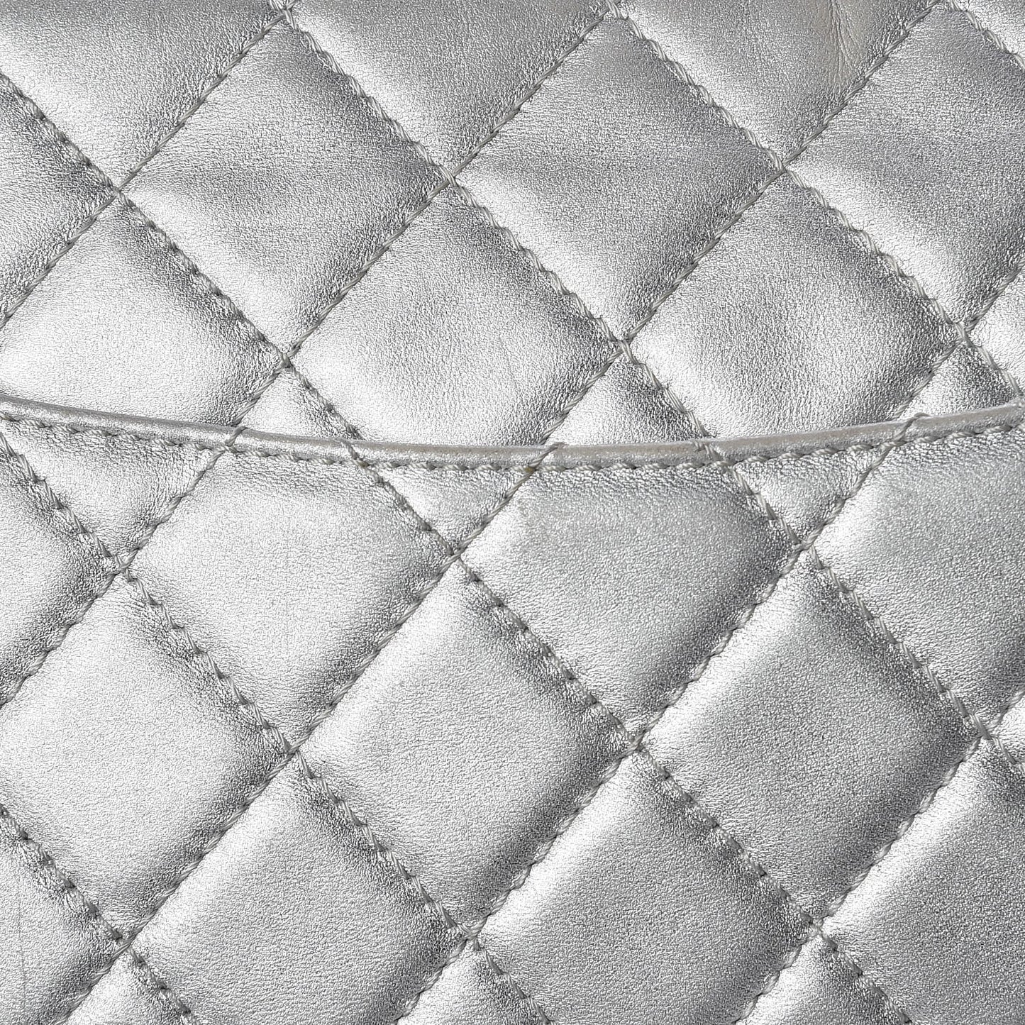 Metallic Lambskin Quilted Maxi Single Flap Silver