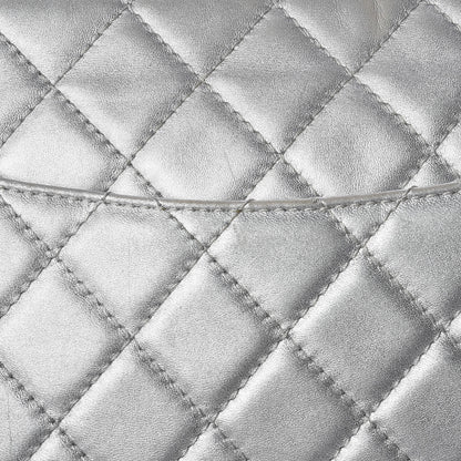 Chanel Metallic Lambskin Quilted Maxi Single Flap Silver 10 of 14