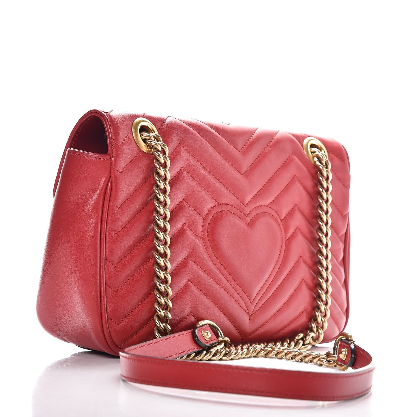 Calfskin Matelasse Small GG Marmont Shoulder Bag Hibiscus Red