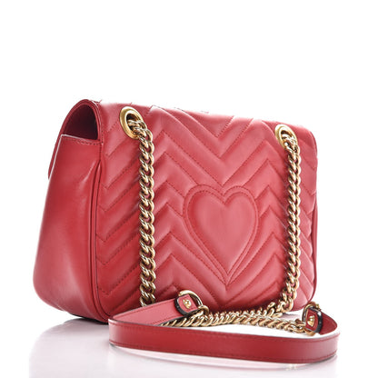 Gucci Calfskin Matelasse Small GG Marmont Shoulder Bag Hibiscus Red 3 of 7