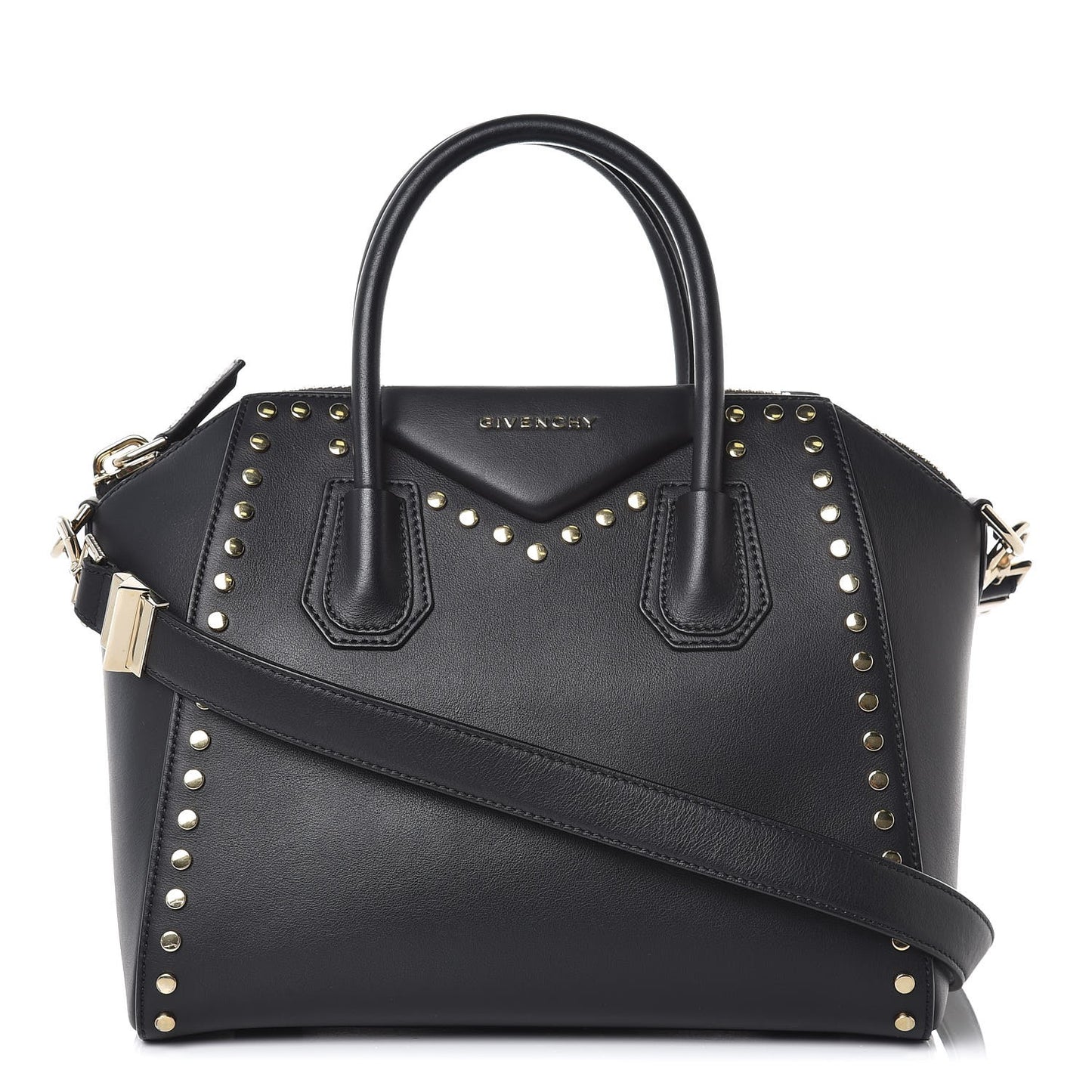 Calfskin Small Studded Antigona Black