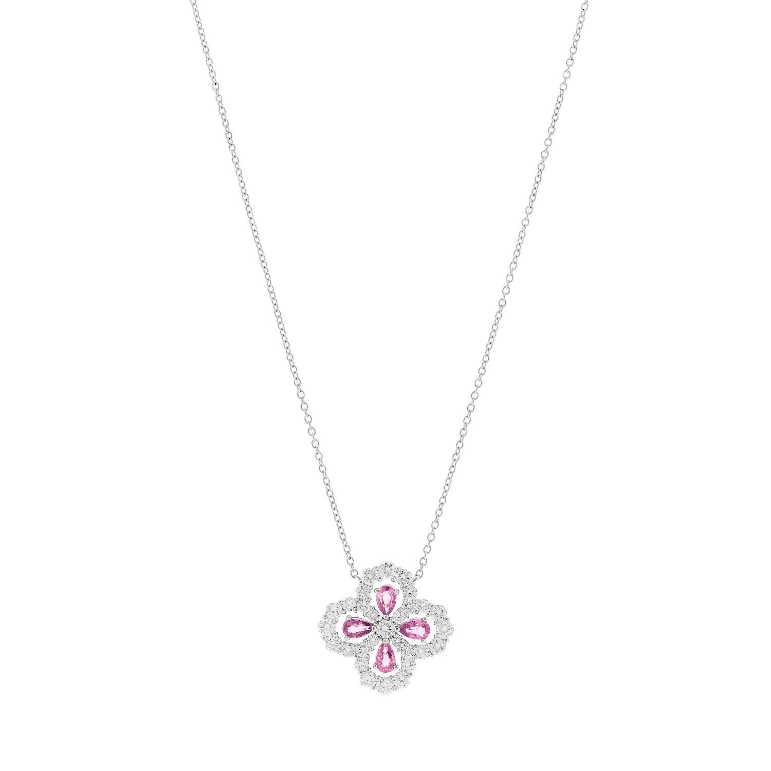Harry Winston Platinum Diamond Pink Sapphire Full Loop Pendant Necklace 1 of 6
