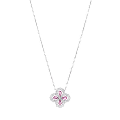 Harry Winston Platinum Diamond Pink Sapphire Full Loop Pendant Necklace 1 of 6