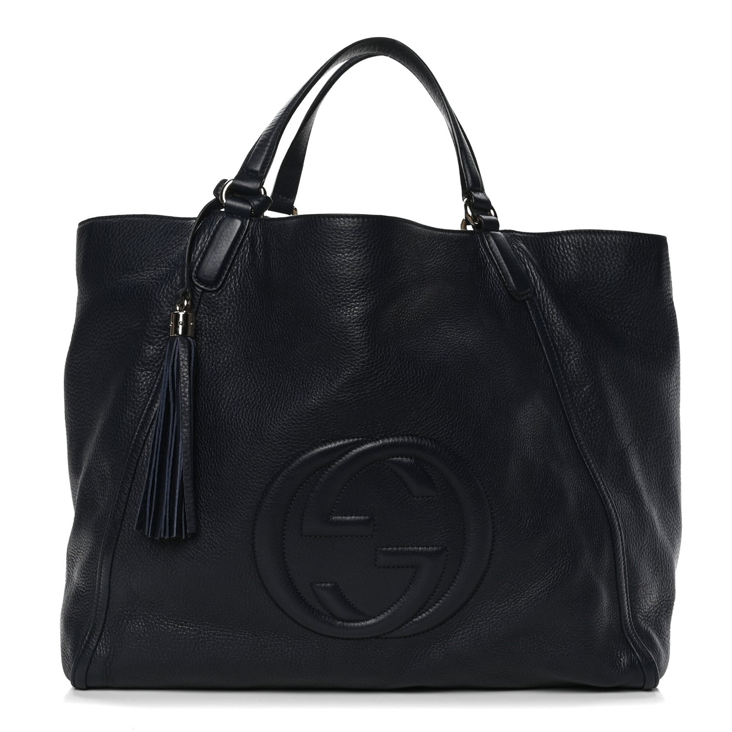 Pebbled Calfskin Large Soho Shoulder Bag Black