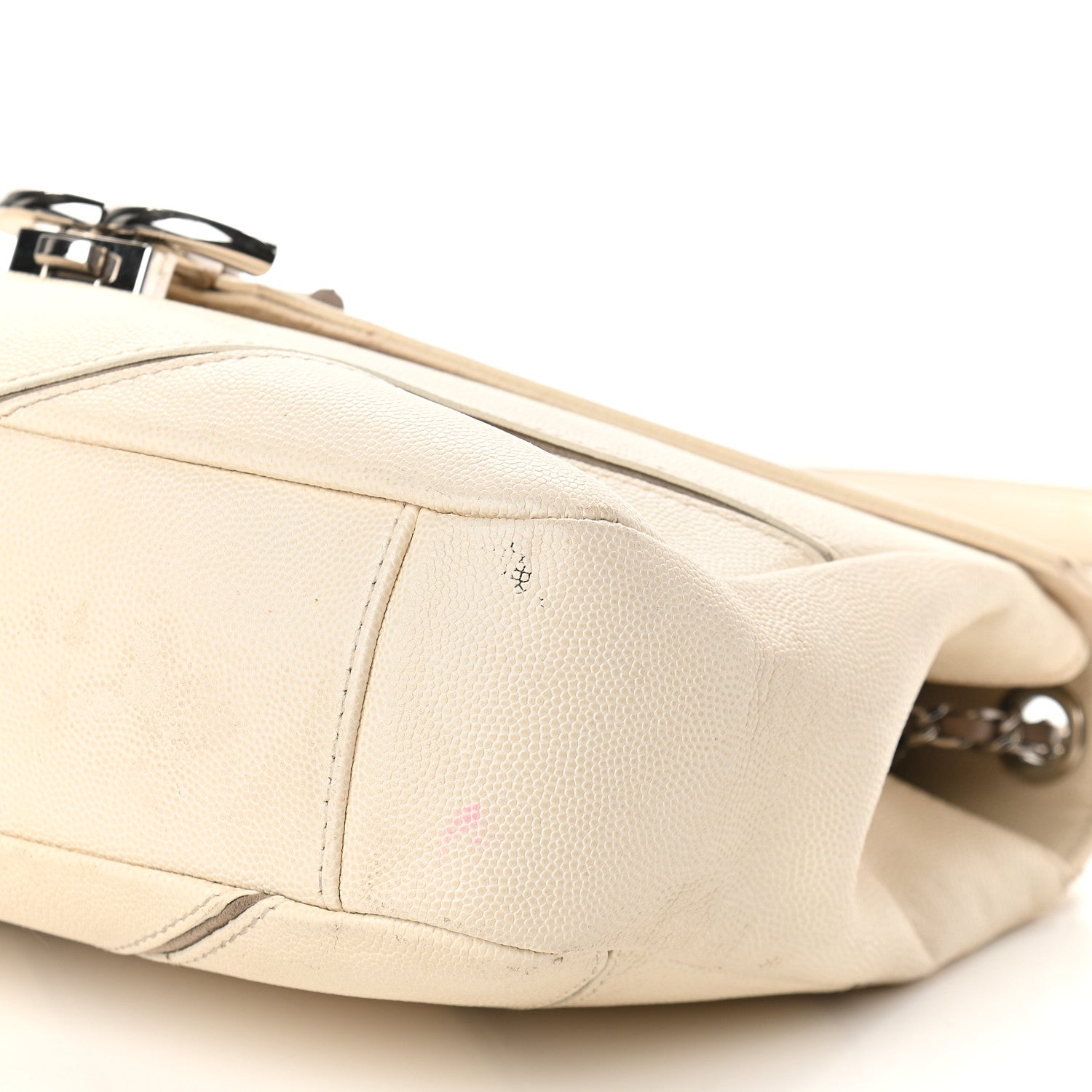 Chanel Caviar Macro Chevron Single Flap White 9 of 13