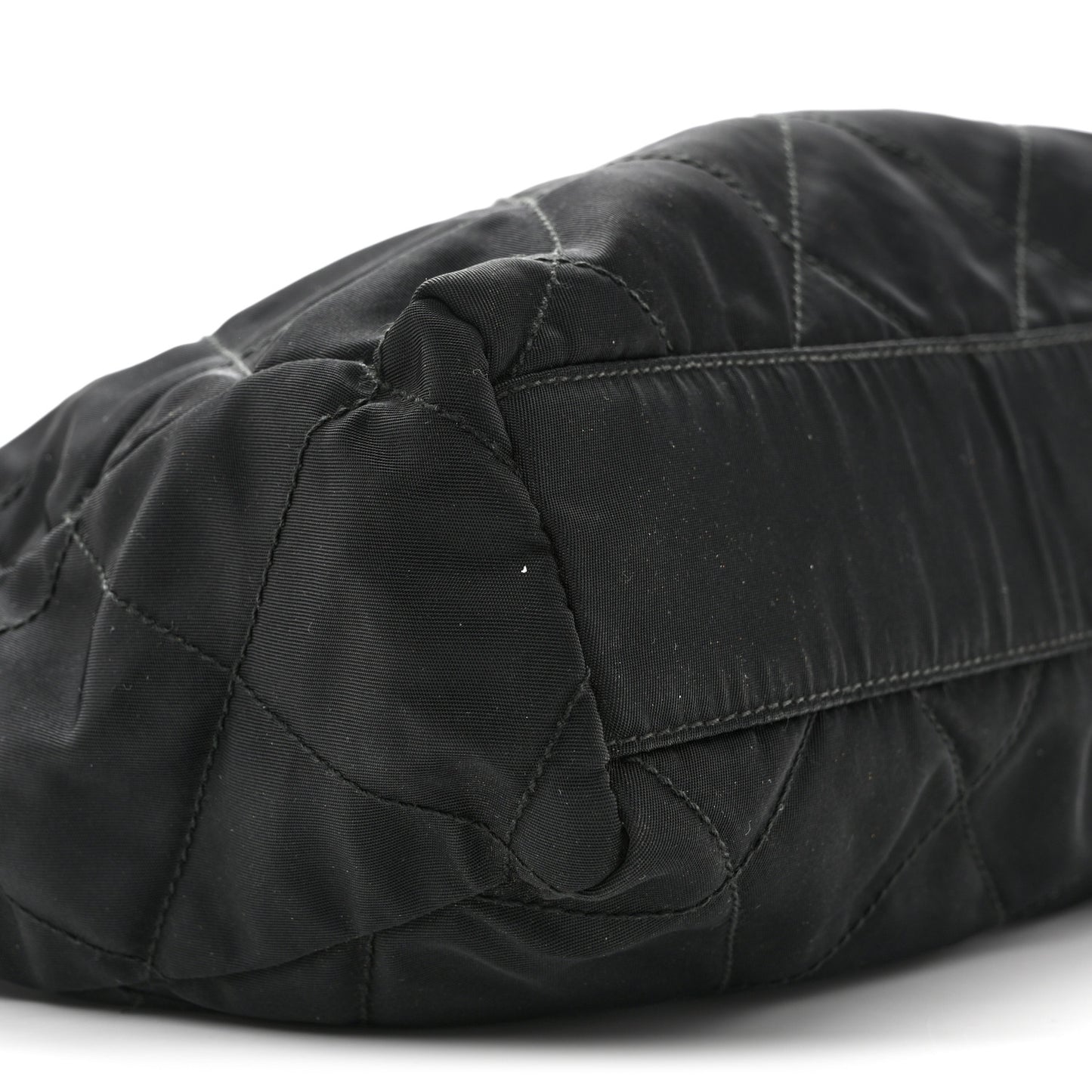 Nylon Tessuto Impuntu Quilted Flap Shoulder Bag Black