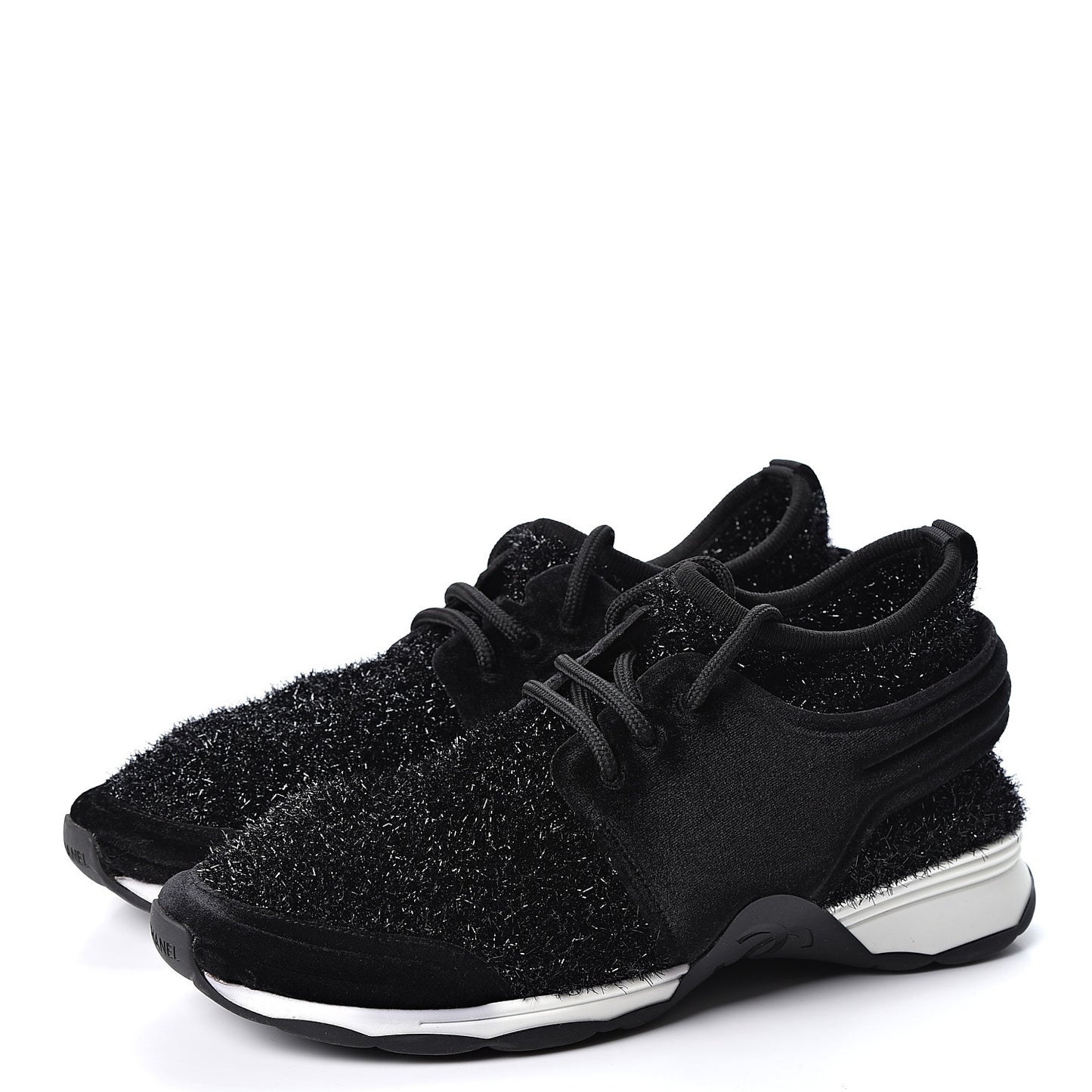 Stretch Fabric Velvet CC Sneakers 40.5 Black