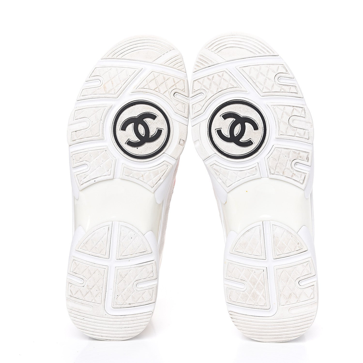 Chanel Suede Calfskin Lambskin Neoprene High Top CC Sneakers 39 White Grey Fluo Pink 5 of 11