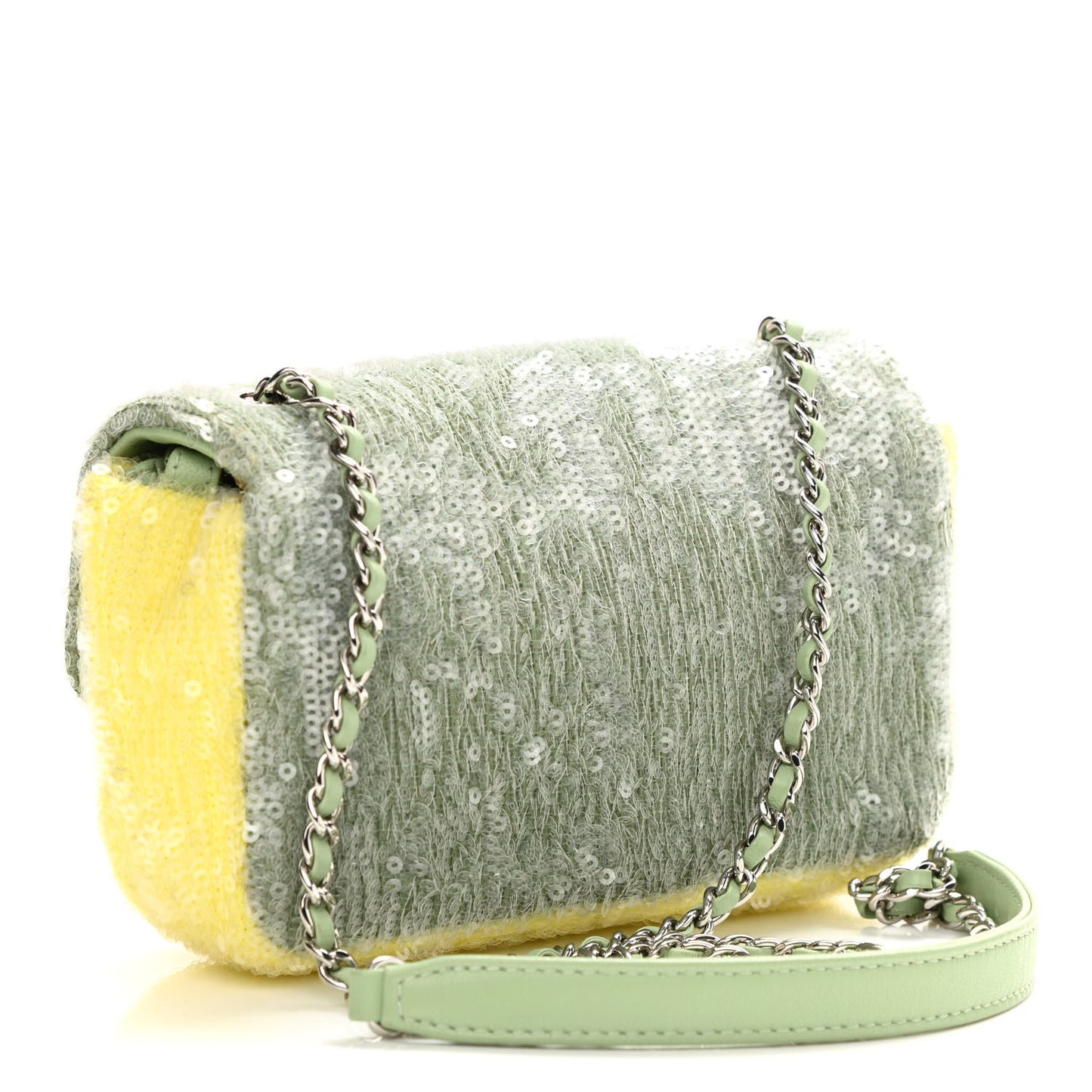 Sequin Mini Waterfall Flap Green Light Green Yellow