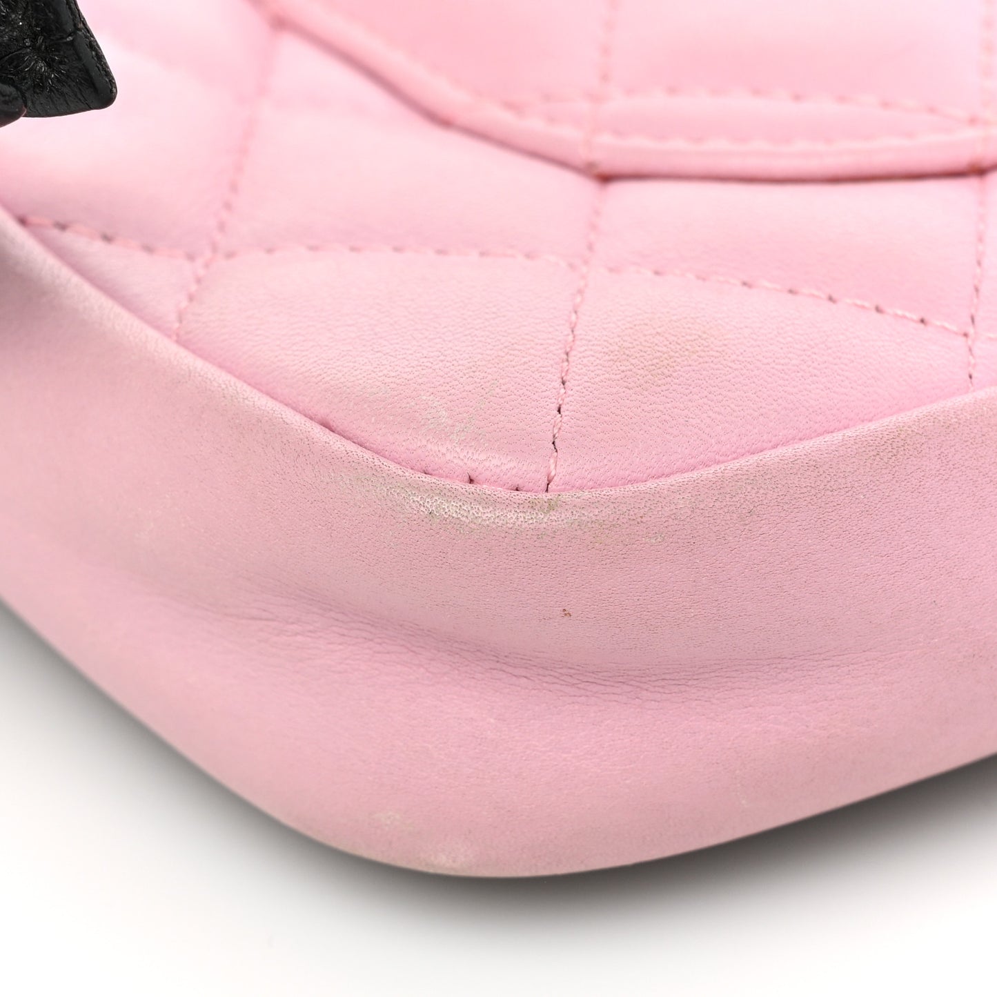 Calfskin Quilted Cambon Pochette Pink Black