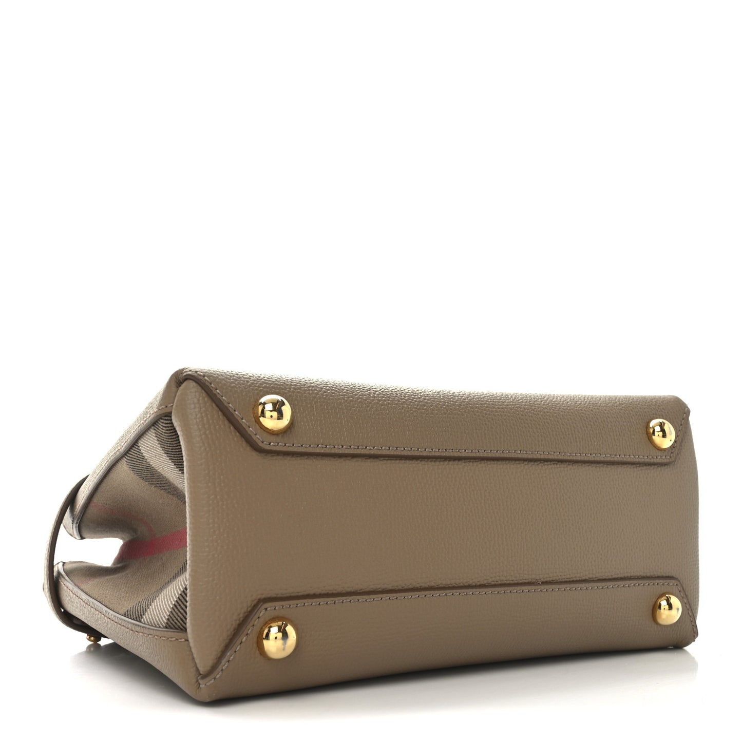 Grainy Calfskin House Check Small Banner Tote Tan