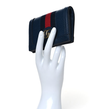 Gucci Textured Calfskin Web Ophidia Card Case Blue Agata 2 of 8