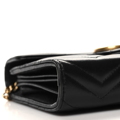 Gucci Calfskin Matelasse GG Marmont Chain Wallet Black 9 of 12