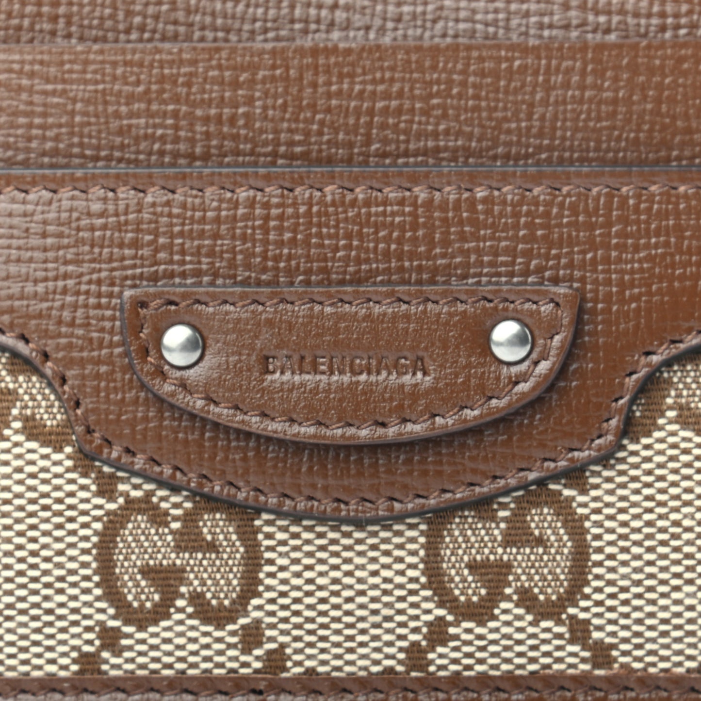 X GUCCI GG Monogram Azalea Calfskin Neo Classic Card Holder Beige Ebony Brown Sugar