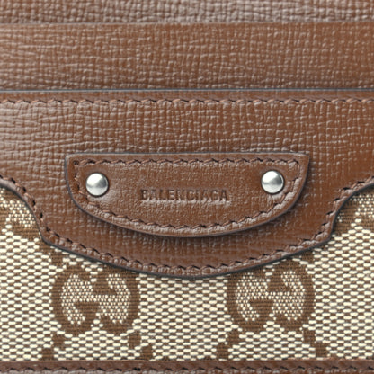 Balenciaga X GUCCI GG Monogram Azalea Calfskin Neo Classic Card Holder Beige Ebony Brown Sugar 7 of 7