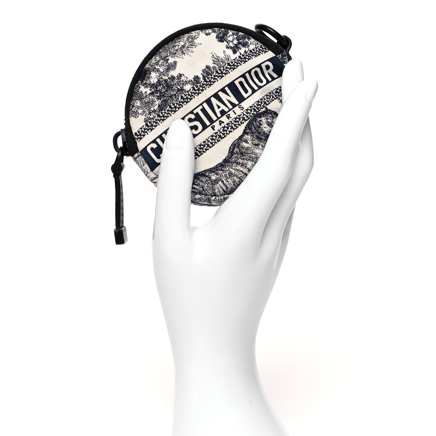 Christian Dior Technical Fabric Embroidered Toile De Jouy DiorTravel Round Coin Purse Blue 2 of 8
