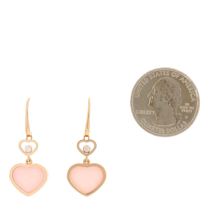 Chopard 18K Rose Gold Diamond Pink Opal Floating Happy Diamonds Hearts Earrings 2 of 5