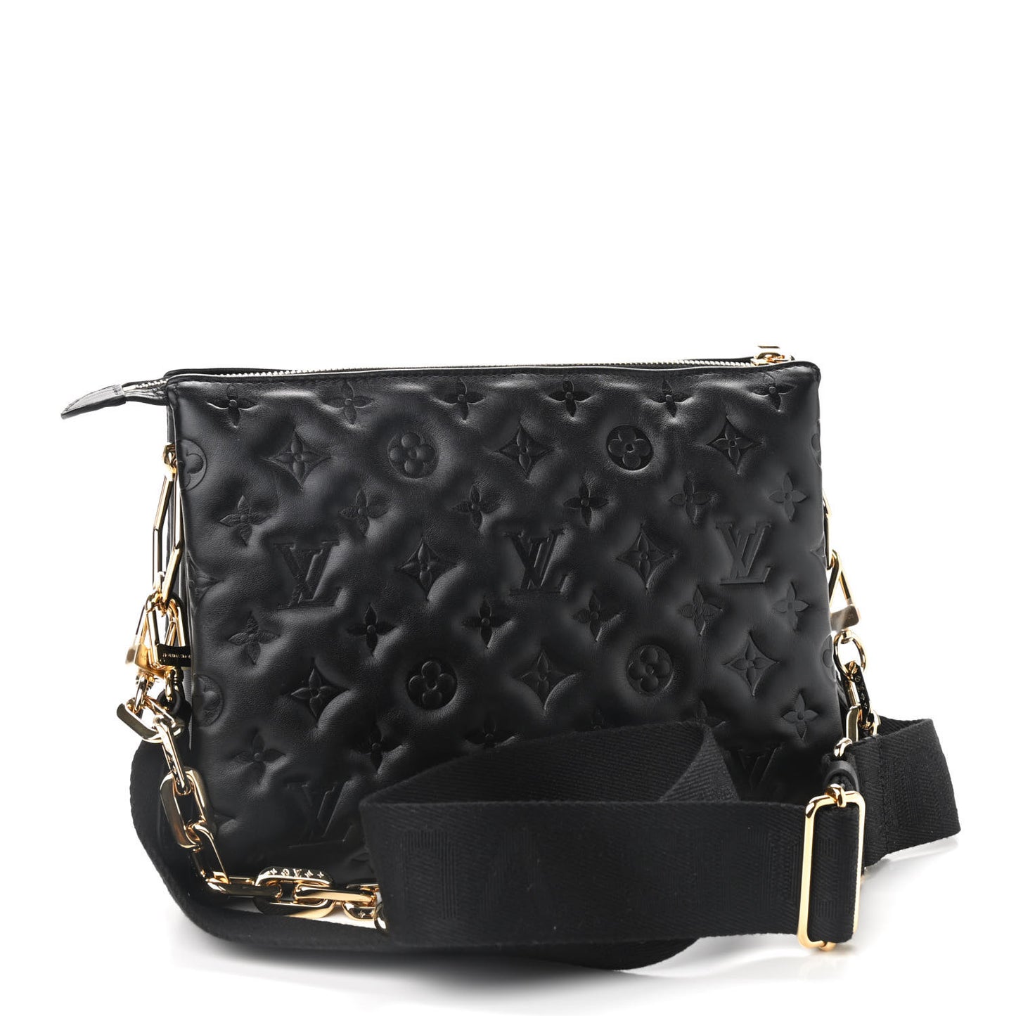 Lambskin Embossed Monogram Coussin PM Black