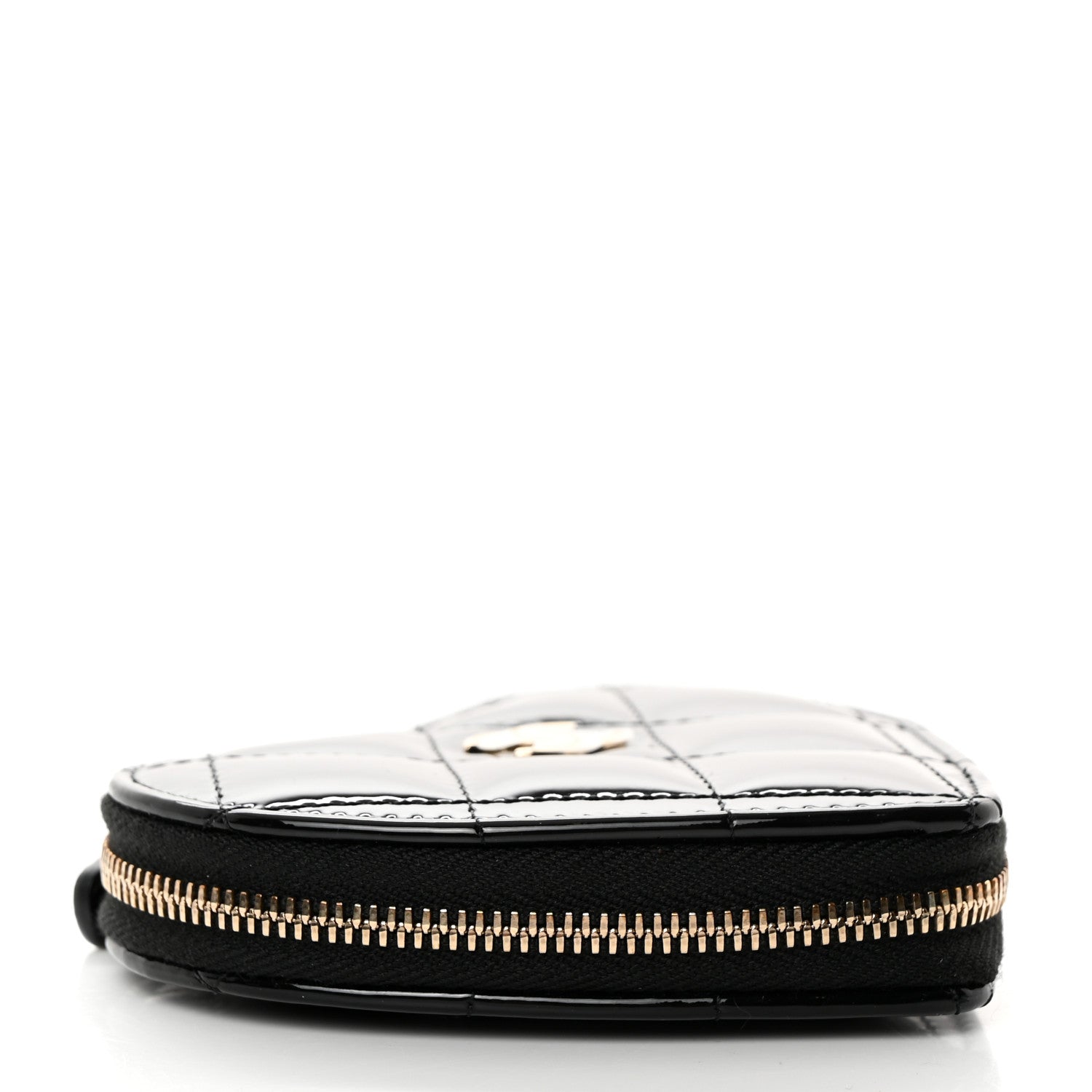 Chanel Patent Quilted Heart Zipped Coin Purse Black 4 of 8