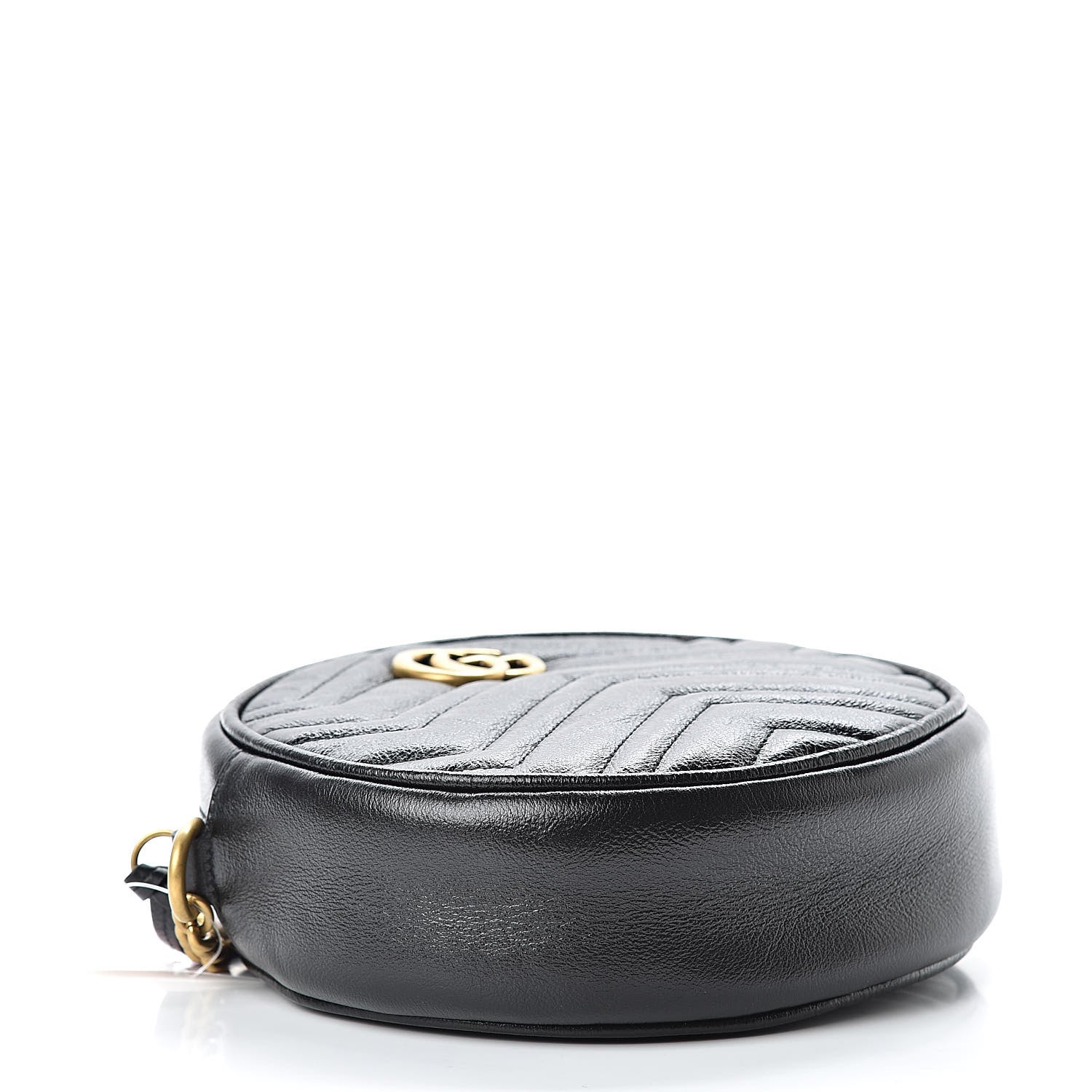Gucci Azalea Calfskin Matelasse Heart Mini GG Marmont Round Shoulder Bag Black 4 of 9