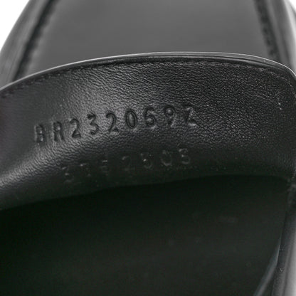 Hermes Glazed Calfskin Womens Hitch Loafers 37.5 Black 8 of 9
