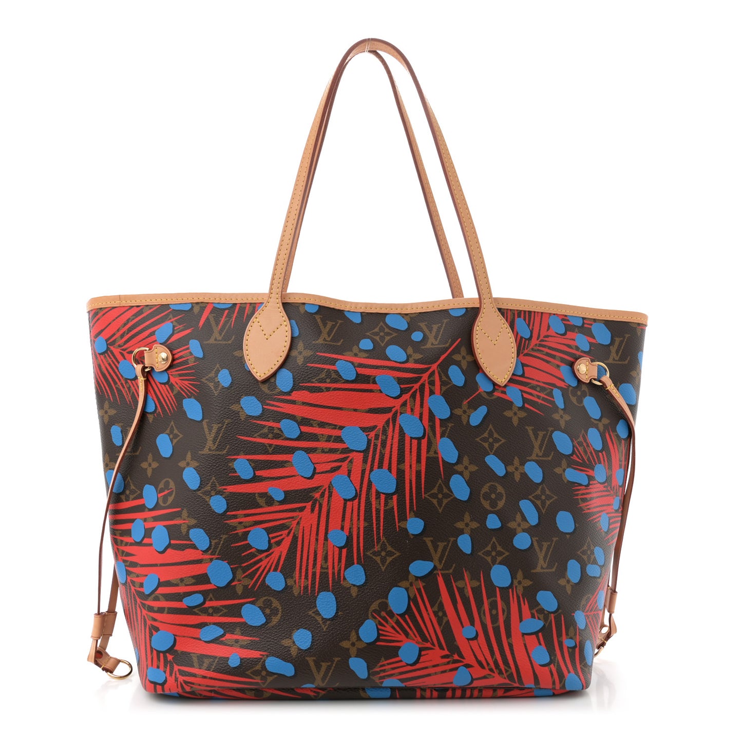 Monogram Jungle Dots Neo Neverfull MM Coquelicot Denim