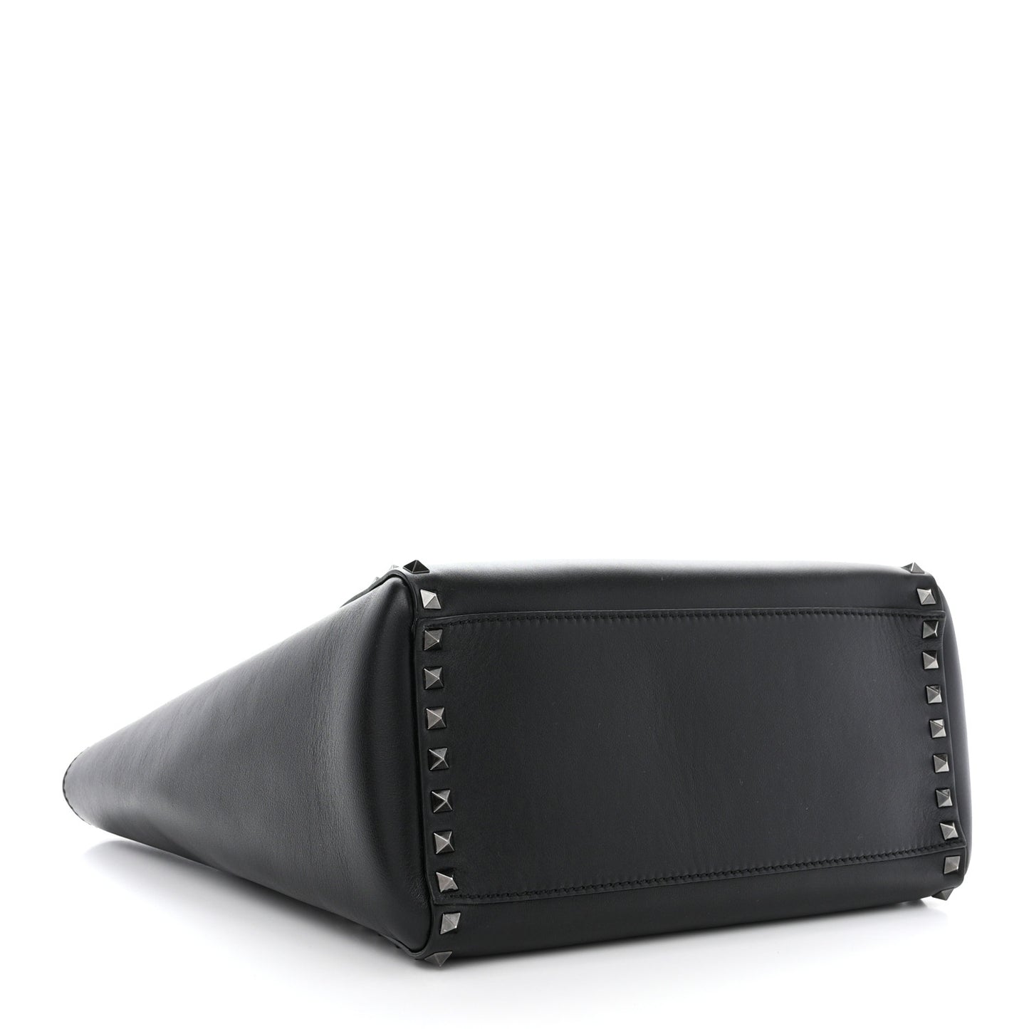 Vitello Rockstud Double Handle Tote Black