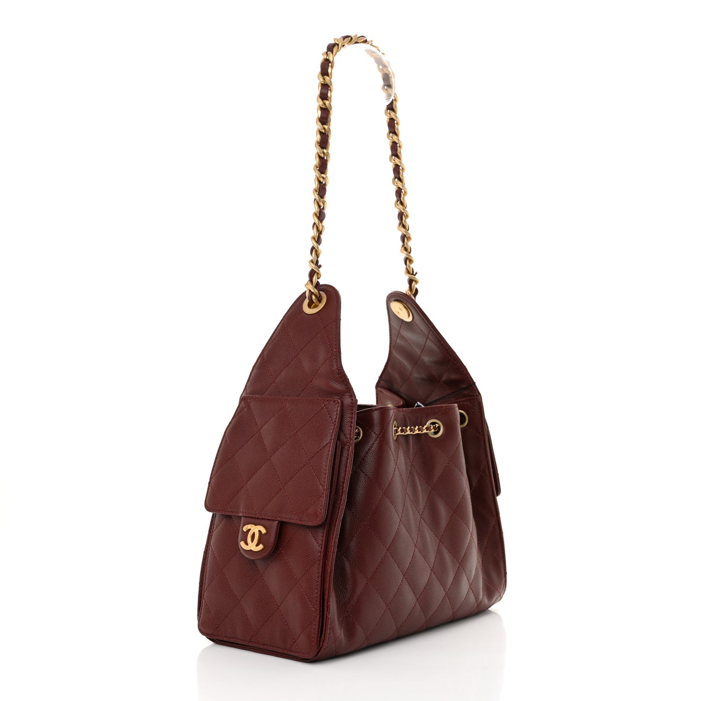 Caviar Quilted Small Chanel 25 Handbag Burgundy