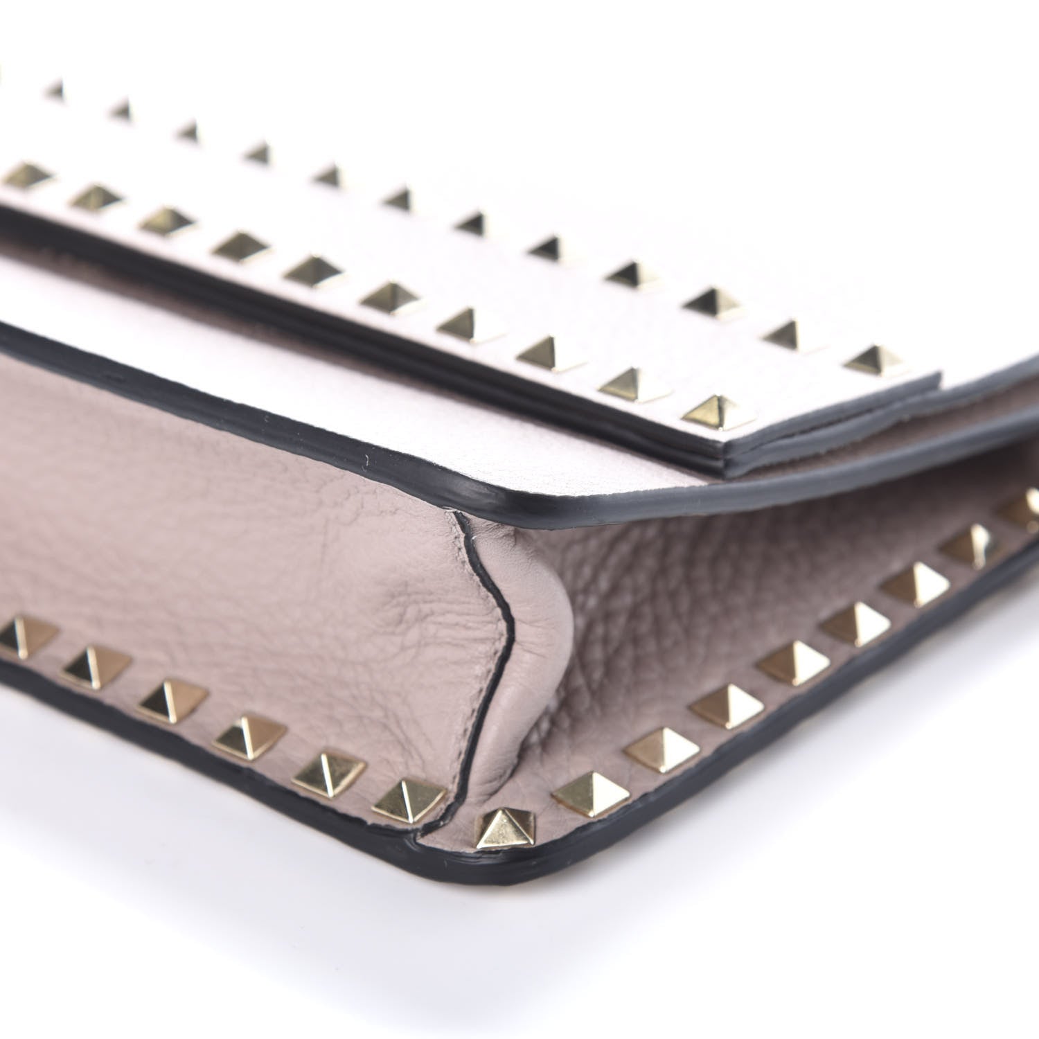 Valentino Garavani Pebble Calfskin Rockstud Side Slip Wristlet Clutch Poudre 8 of 8