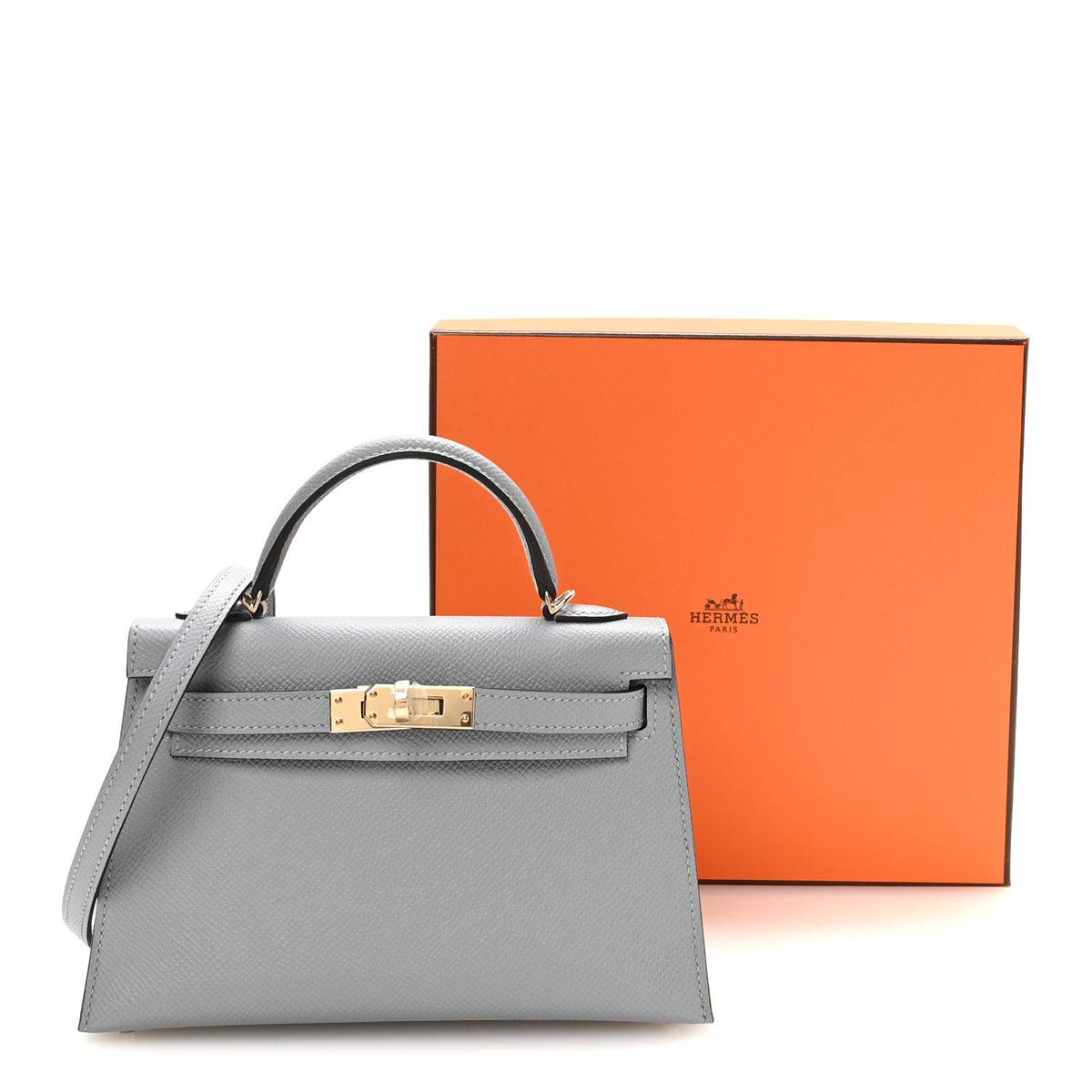 Epsom Mini Kelly Sellier 20 Gris Pantin
