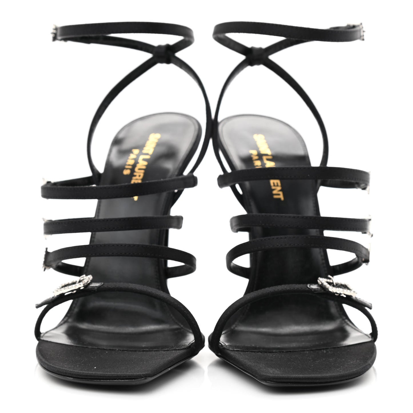 Satin Crystal Jerry Sandals 38 Black