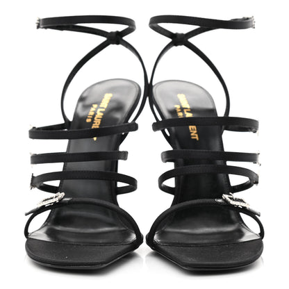 Saint Laurent Satin Crystal Jerry Sandals 38 Black 2 of 8
