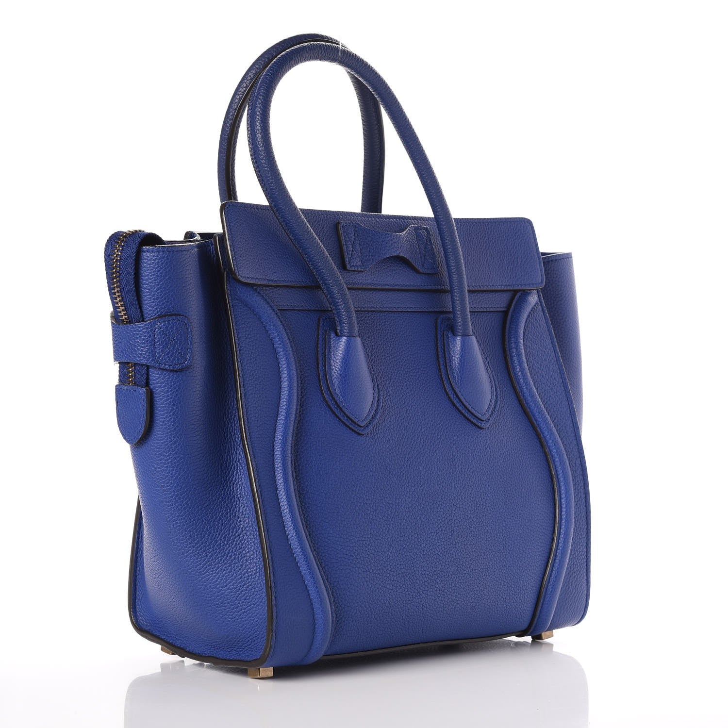 Celine Drummed Calfskin Micro Luggage Indigo 3 of 7