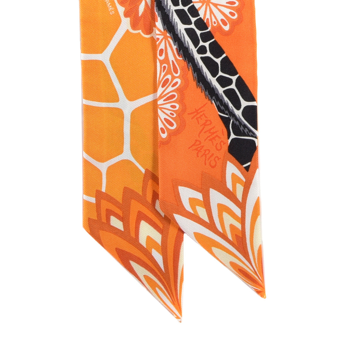 Hermes Silk The Three Graces Twilly Orange Mangue Anthracite 2 of 4